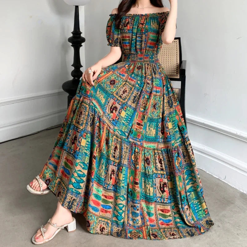 New Summer Indian Dress Women 2026 Clothes Vestidos Para Mujer Boho Long Vintage Sexy Korean Fashion Casual Bohemian Floral Robe