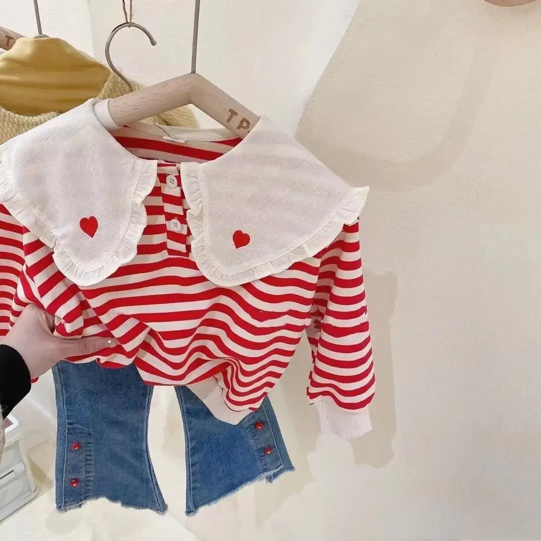 New Girls Clothes Sets Autumn Spring Long Sleeve Shirt+jeans Toddler Girl Clothes Fashion Kids Clothes Girls Suits Children 2pcs