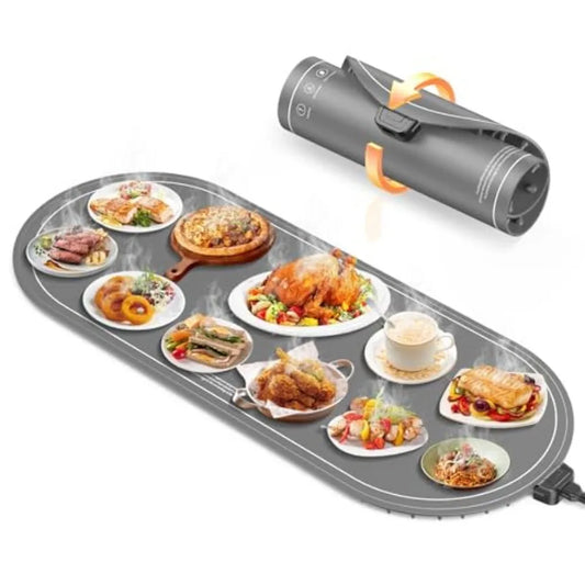 Warming Mat for Food Extra Large 36"x15" Food Warming Mat with Heat Insulation Pad Silicone Heating Mat for Food Rollable and P