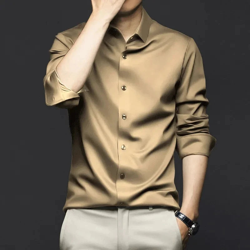 New Stretch Anti-Wrinkle Men's Shirts Long Sleeve Dress Shirts For Men Slim Fit Camisa Social Business Blouse White Shirt S-6XL