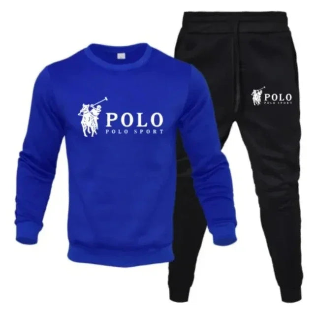 Men's autumn and winter sets of round-neck sweatshirts and jogging pants autumn and winter fashion outdoor fitness and casual