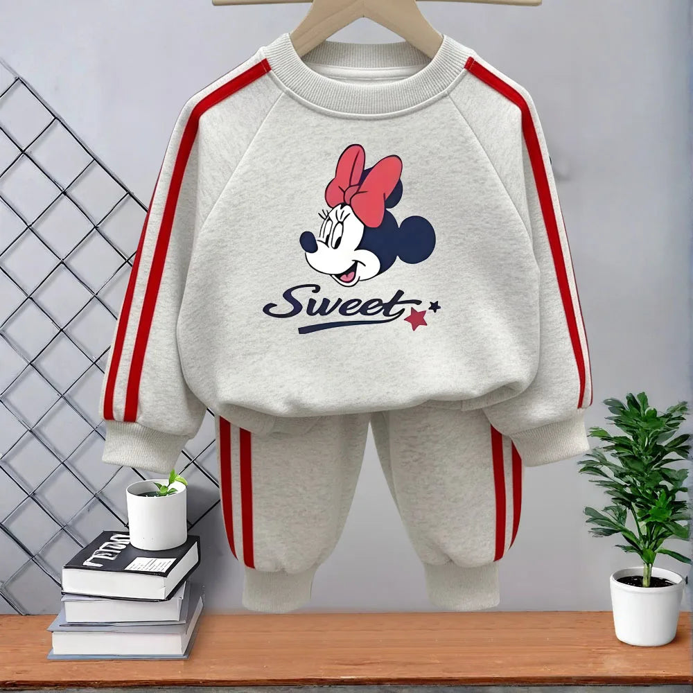 2026 Spring New Style Girls Casual Tracksuits Children's O Neck Hoodies and Long Pant Two Piece Kids Side Stripe Trousers Sets