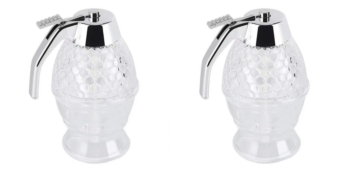 1PC No Drip Honey Jar & Syrup Dispenser, Acrylic Container with Stand, Home Kitchen Accessories