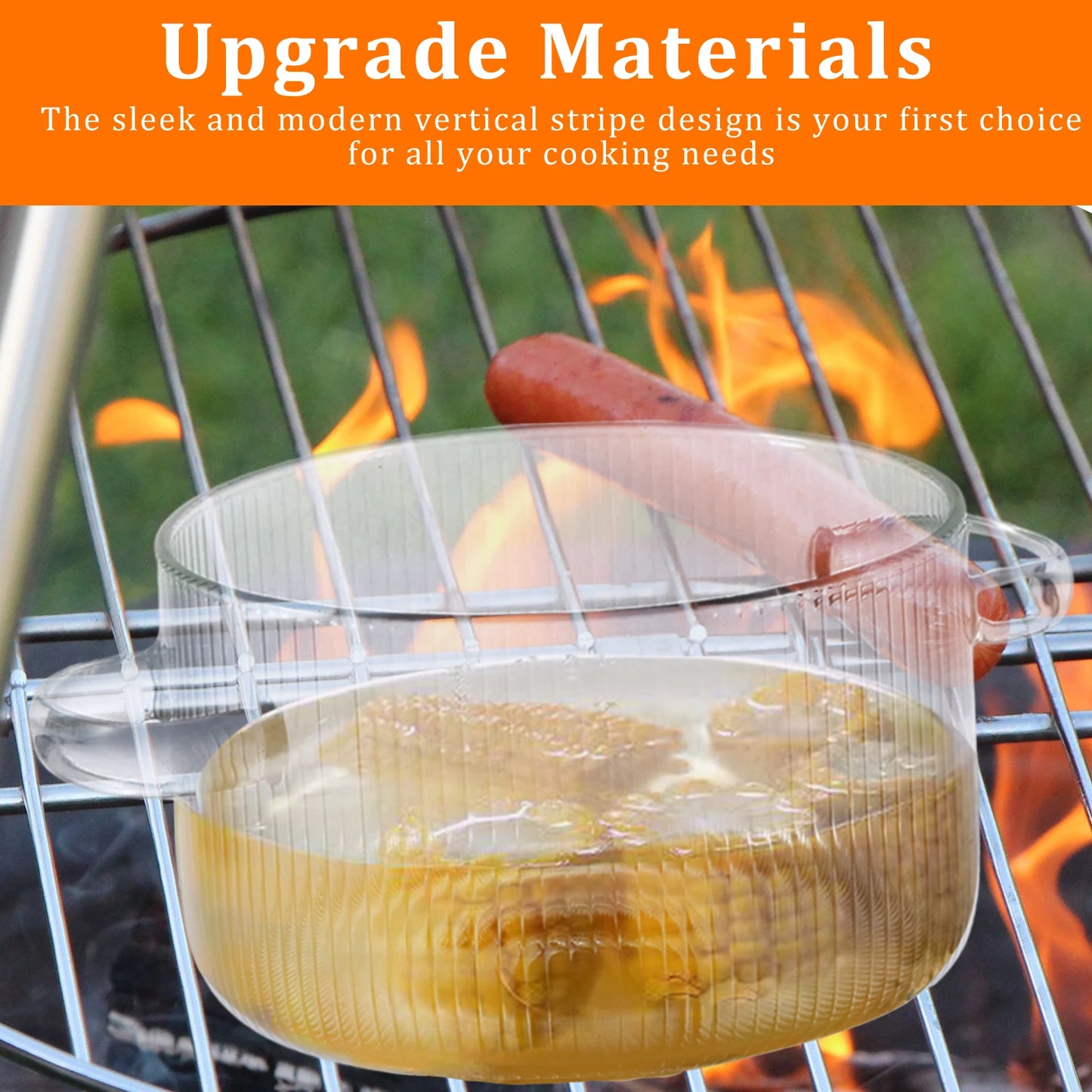 Covered Glass Cooking Pot Stovetop Pot 1.6L Heat Resistant Glass Soup Pot with Lid Handles Glass Saucepan Kitchen Cooking Tools