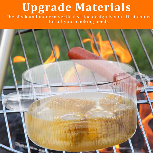 Covered Glass Cooking Pot Stovetop Pot 1.6L Heat Resistant Glass Soup Pot with Lid Handles Glass Saucepan Kitchen Cooking Tools