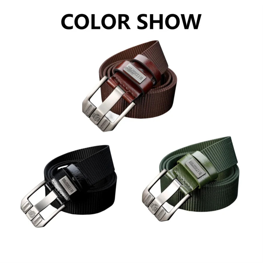 Men Pin Buckle Belt Canvas Belt Men'Fashion Nylon Belt, Jeans Belt, Military Training Thickened Denim BeltTrend,Outdoor Casual