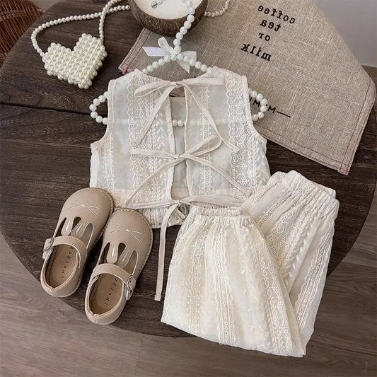 Girl's Princess Style Set Fashionable New Girl Baby Summer Dress Set Trendy Children's Summer Fashion Beach Set