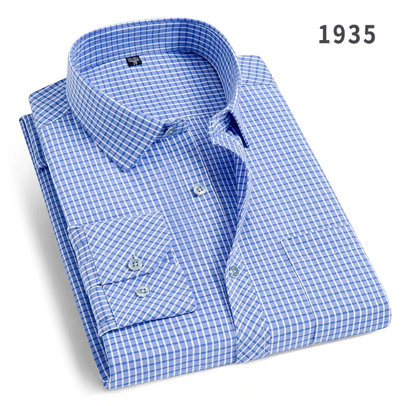 double collor Full shirts for men plus size slim fit formal plain shirt over size office clothes solid long-sleeve business tops
