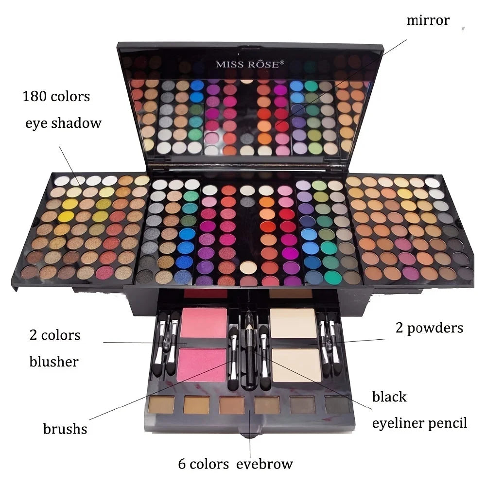 180 Color Piano Case Eye Shadow Powder Blusher Set Makeup Plate Multi-Function Makeup Box Gift Durable And Portable