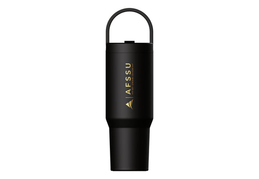 AFSSU 32 oz Vacuum Insulated Tumbler with Flip Straw & Carry Handle, Black
